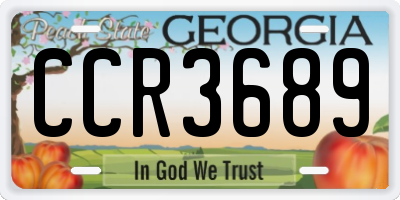 GA license plate CCR3689