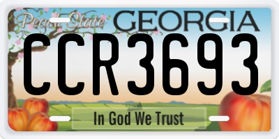 GA license plate CCR3693