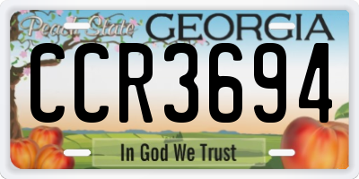 GA license plate CCR3694