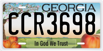 GA license plate CCR3698