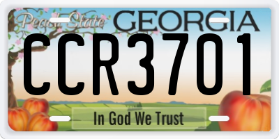 GA license plate CCR3701