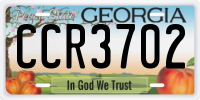 GA license plate CCR3702