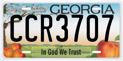 GA license plate CCR3707