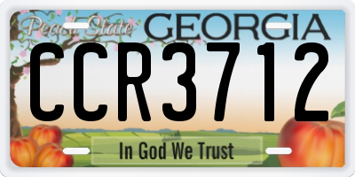 GA license plate CCR3712