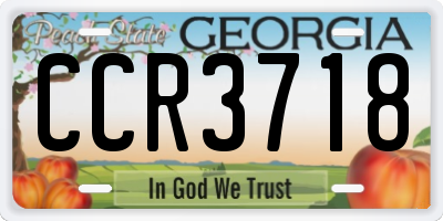 GA license plate CCR3718