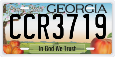 GA license plate CCR3719