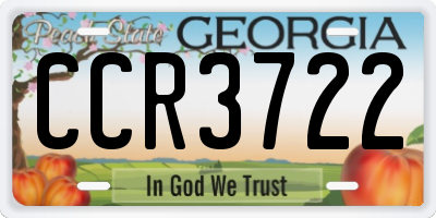 GA license plate CCR3722