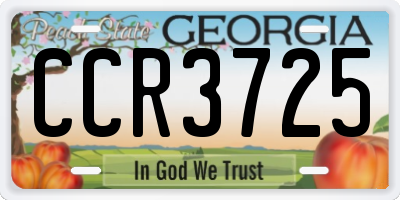 GA license plate CCR3725