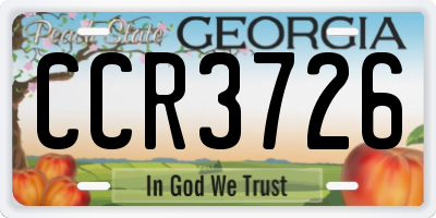 GA license plate CCR3726