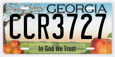 GA license plate CCR3727
