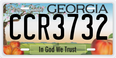 GA license plate CCR3732