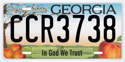 GA license plate CCR3738