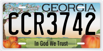 GA license plate CCR3742