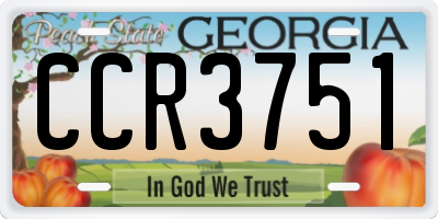 GA license plate CCR3751