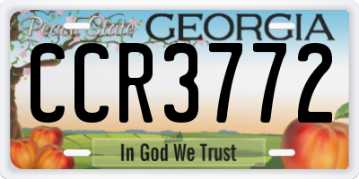GA license plate CCR3772