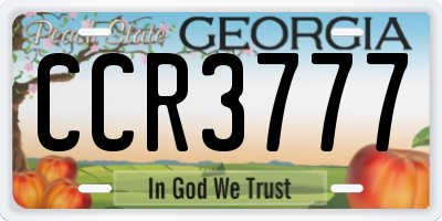 GA license plate CCR3777