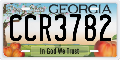 GA license plate CCR3782