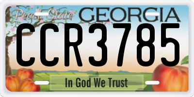 GA license plate CCR3785