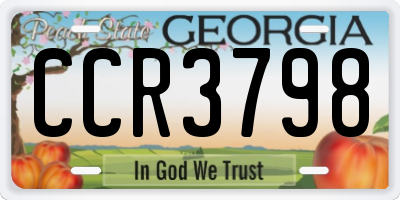 GA license plate CCR3798