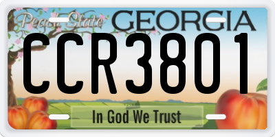 GA license plate CCR3801