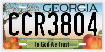 GA license plate CCR3804