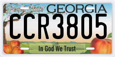 GA license plate CCR3805