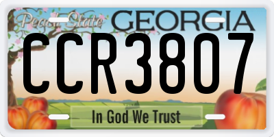 GA license plate CCR3807