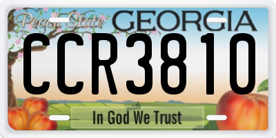 GA license plate CCR3810
