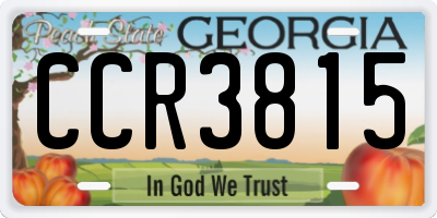 GA license plate CCR3815