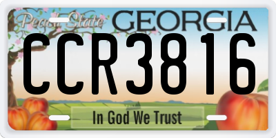 GA license plate CCR3816