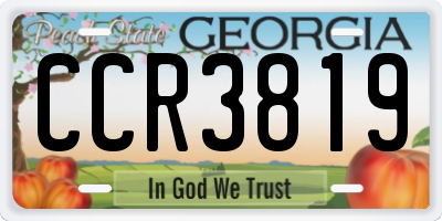 GA license plate CCR3819