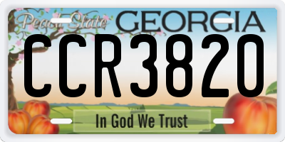 GA license plate CCR3820