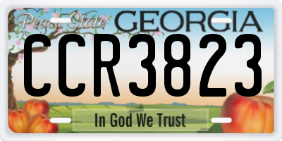 GA license plate CCR3823