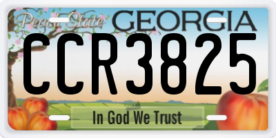 GA license plate CCR3825