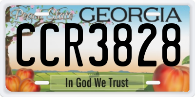 GA license plate CCR3828