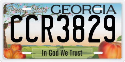 GA license plate CCR3829