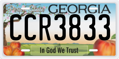 GA license plate CCR3833