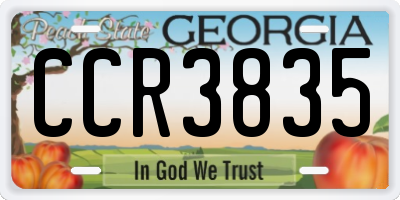 GA license plate CCR3835