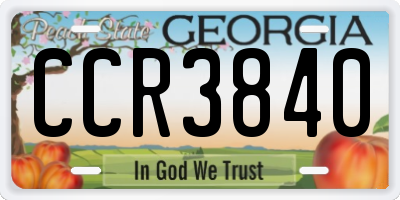 GA license plate CCR3840