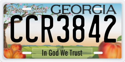 GA license plate CCR3842