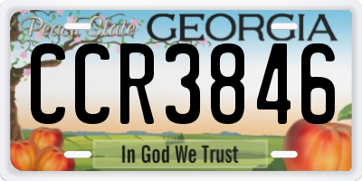 GA license plate CCR3846