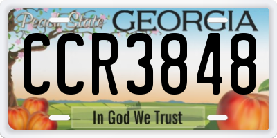GA license plate CCR3848