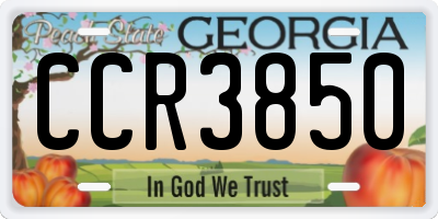 GA license plate CCR3850