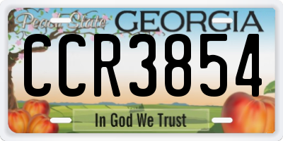 GA license plate CCR3854