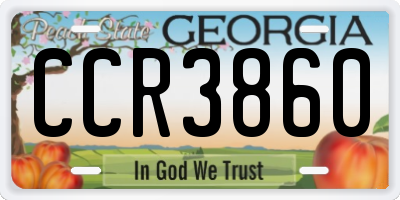 GA license plate CCR3860