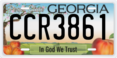 GA license plate CCR3861