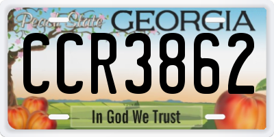 GA license plate CCR3862