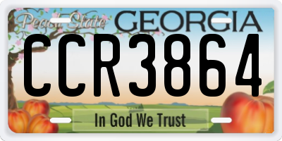 GA license plate CCR3864