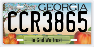 GA license plate CCR3865