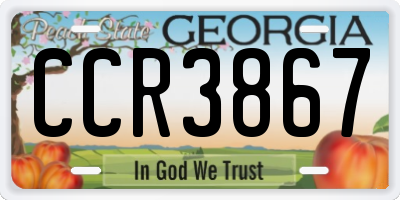 GA license plate CCR3867